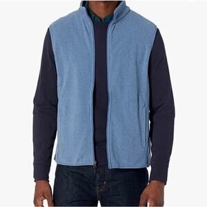 Amazon Essentials Fleece Vest Blue XL Full Zip Sleeveless High Collar Pockets